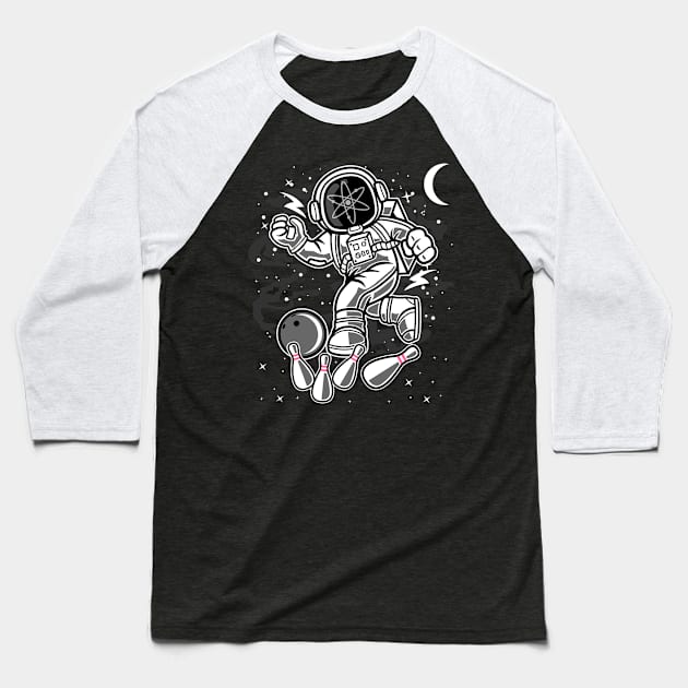 Astronaut Bowling Cosmos ATOM Coin To The Moon Crypto Token Cryptocurrency Blockchain Wallet Birthday Gift For Men Women Kids Baseball T-Shirt by Thingking About